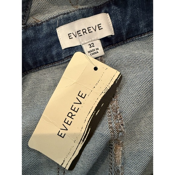 $168 NWT Evereve Ever Denim Overall Bluespark Size 32 Wide Leg Cropped Overalls - Picture 6 of 6